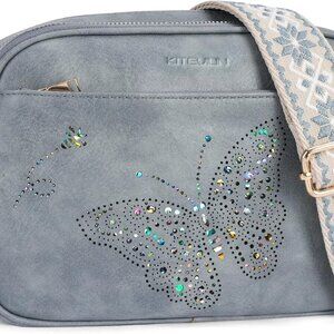 Vegan Leather Crossbody Bag Small Tote Womens Casual Purse with Pockets